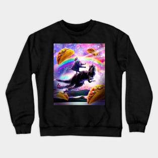 Laser Space Cat On Rainbow Dinosaur Unicorn - Taco Crewneck Sweatshirt